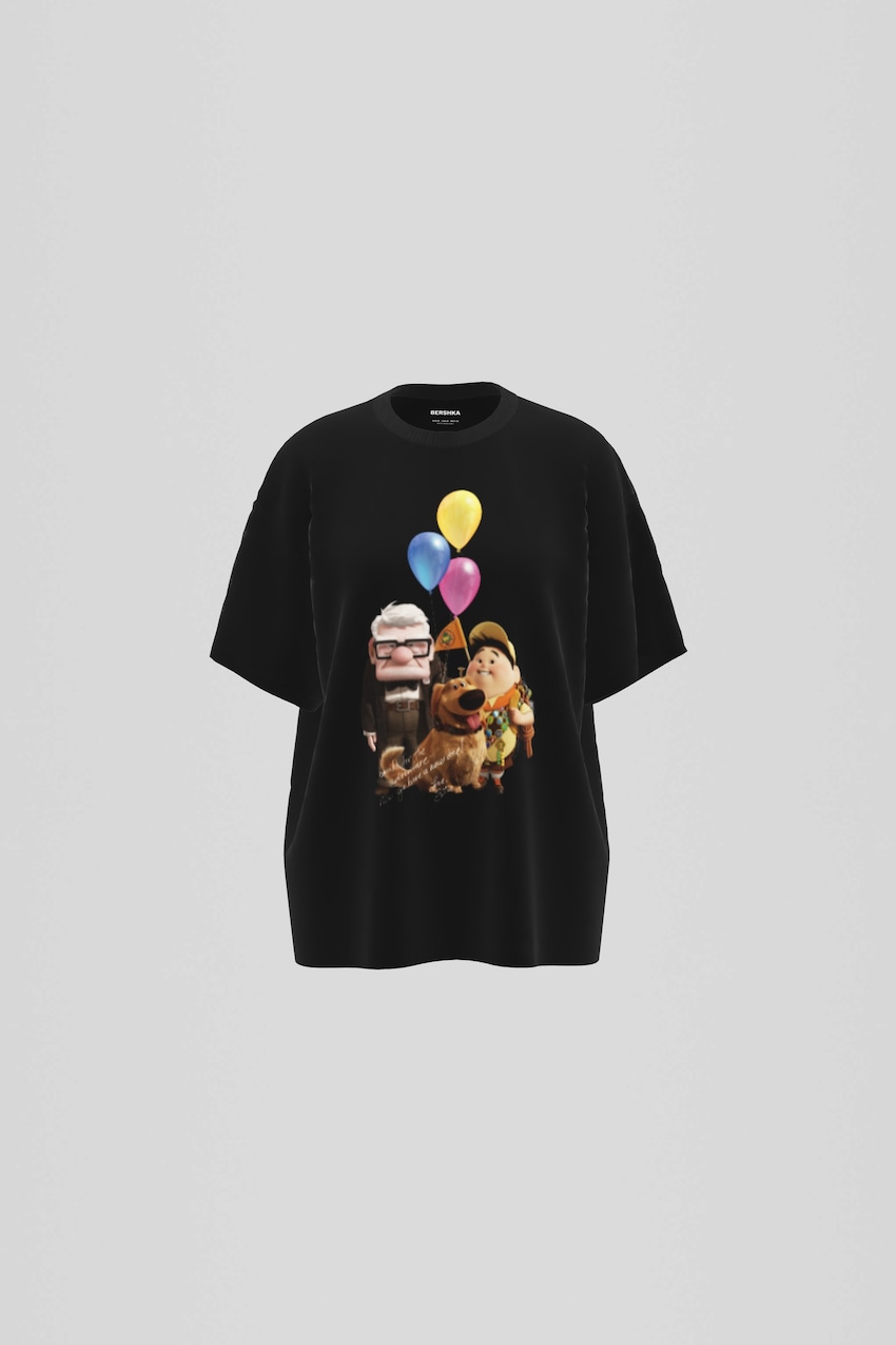 T-shirt Up de manga curta-Preto-0