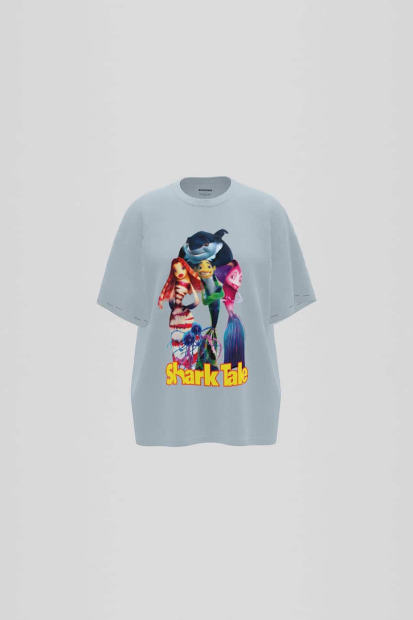 Short sleeve Shark Tale T-shirt-Light blue-0