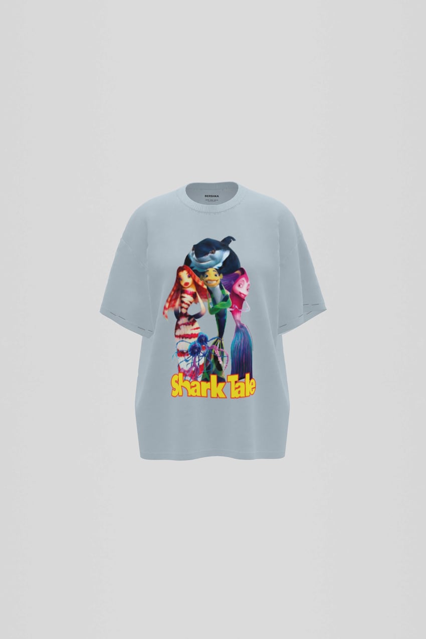 T-shirt Shark Tale de manga curta-Azul lavado-0
