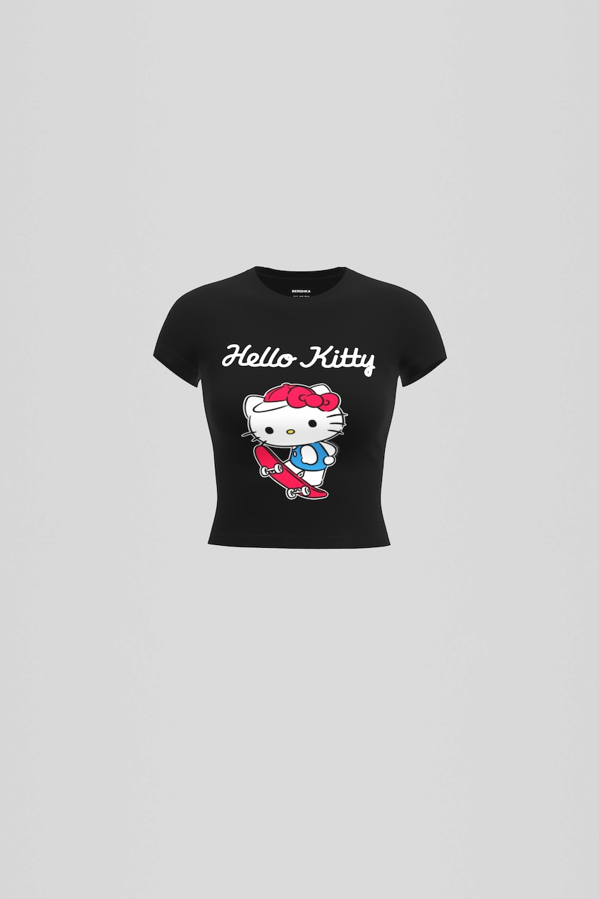 Hello Kitty short sleeve T-shirt-Black-0