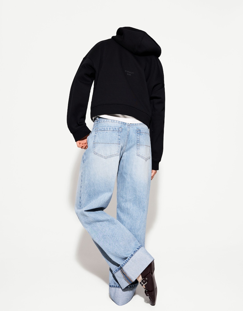 Jeans 90's wide leg vuelta bajo-Azul claro-2