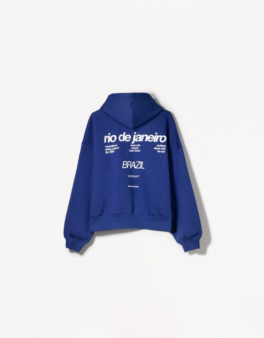 Printed hoodie-Blue-1