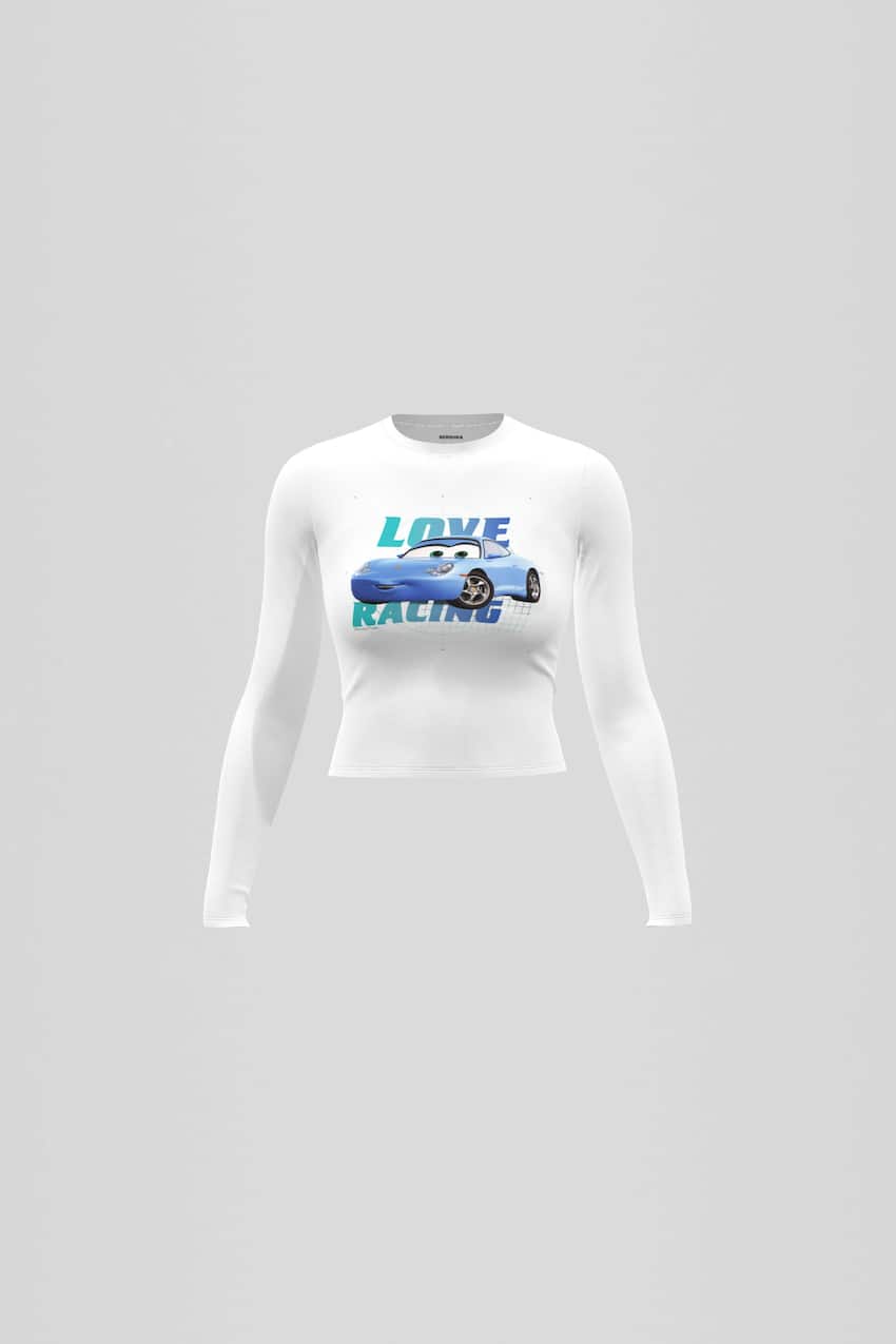 Cars Print Shirt mit langen Ärmeln-Rohweiß-0