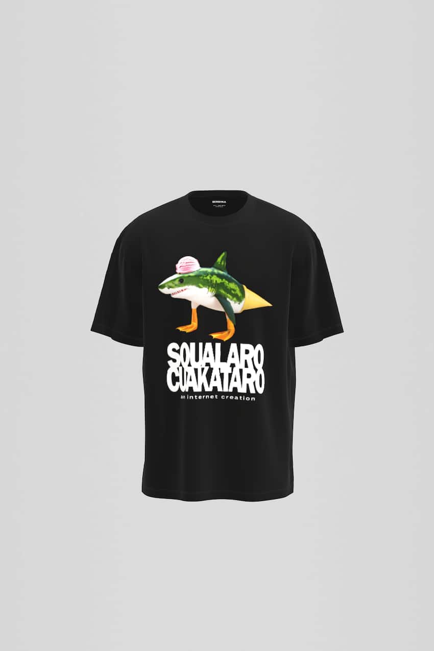 Short sleeve T-shirt with print-Black-0