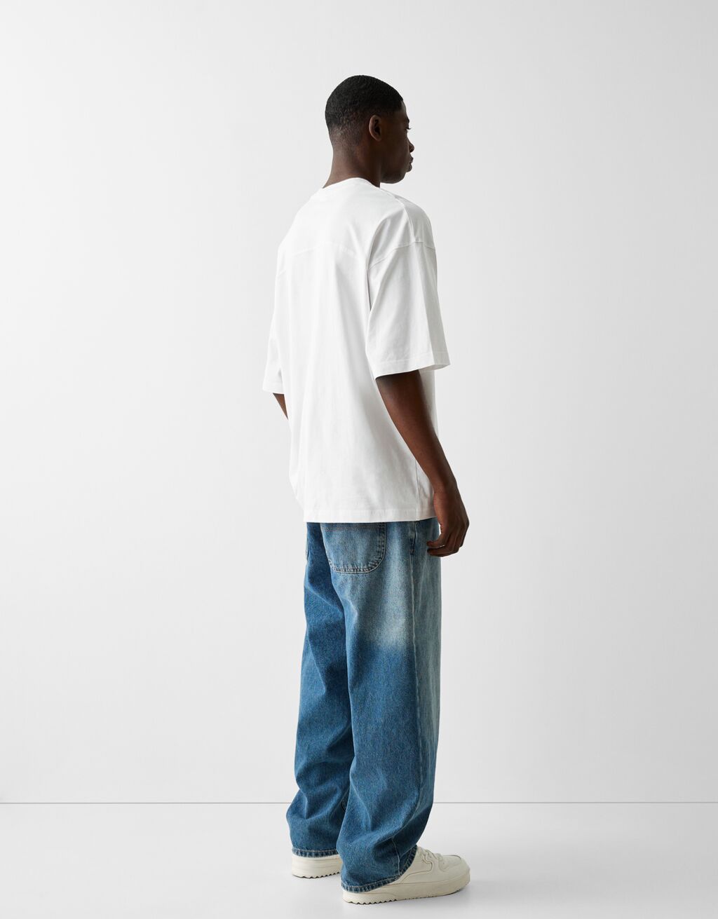 Oversized short sleeve T-shirt-White-1