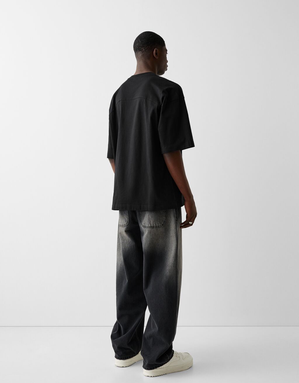 Oversized short sleeve T-shirt-Black-1