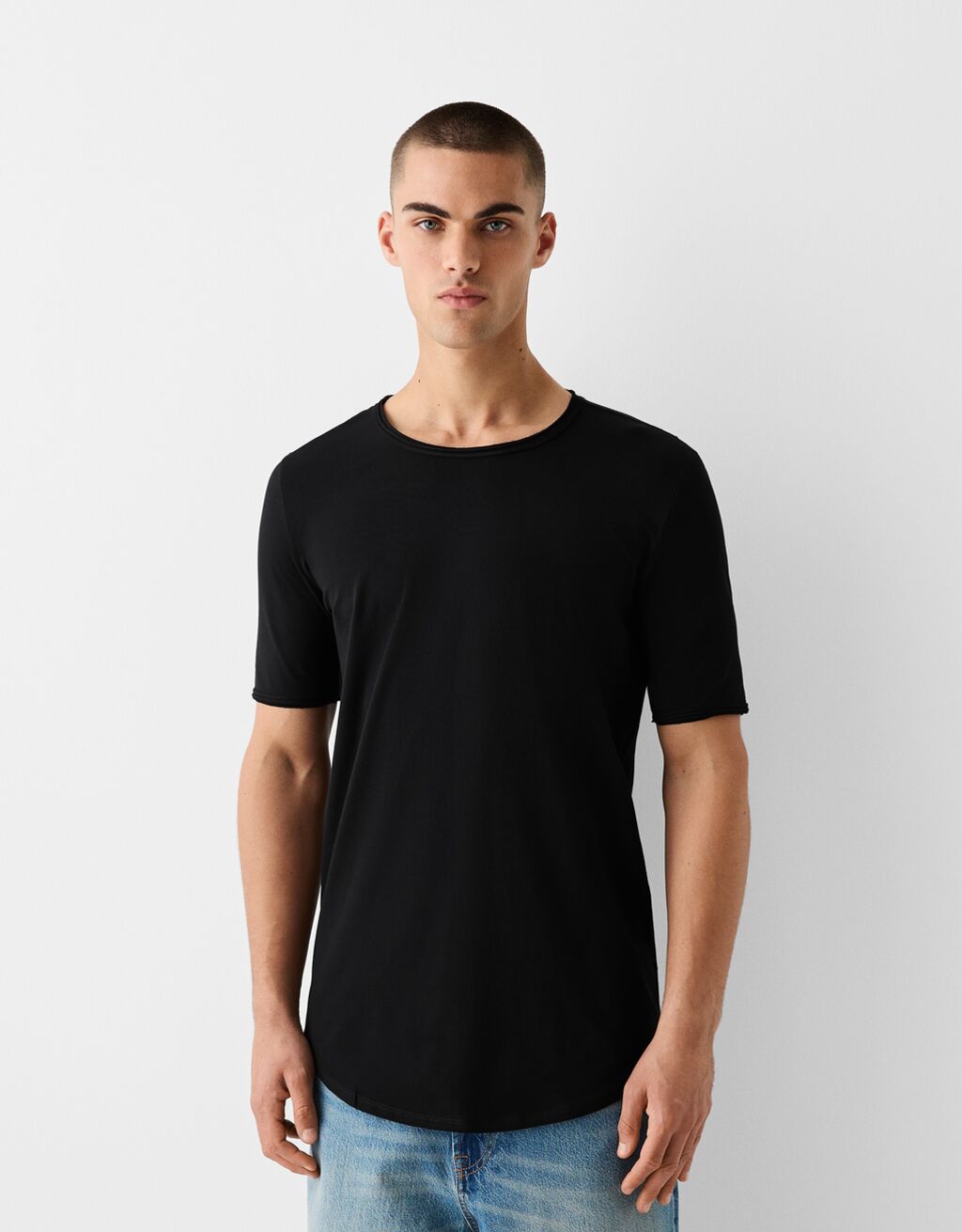 Slim fit short sleeve T-shirt-Black-0
