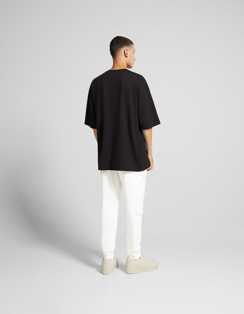 Slim cargo-joggingbukser-Hvid-2