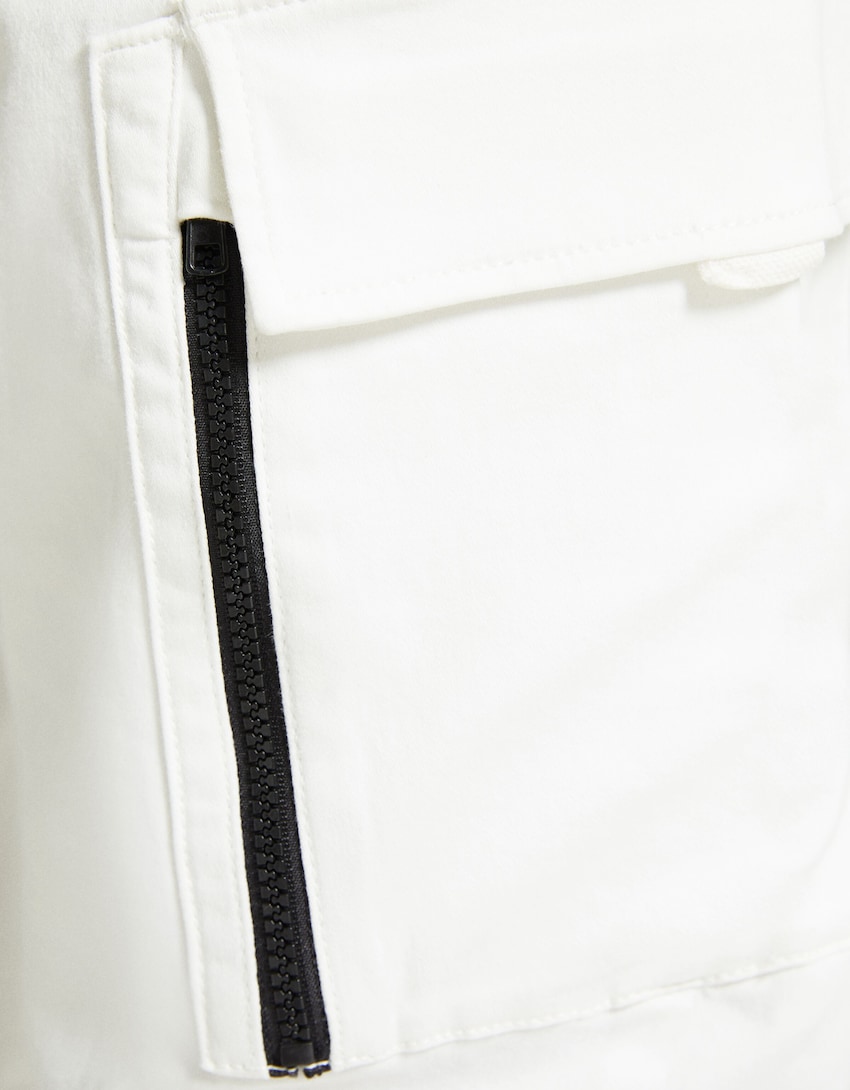Slim cargo-joggingbukser-Hvid-5