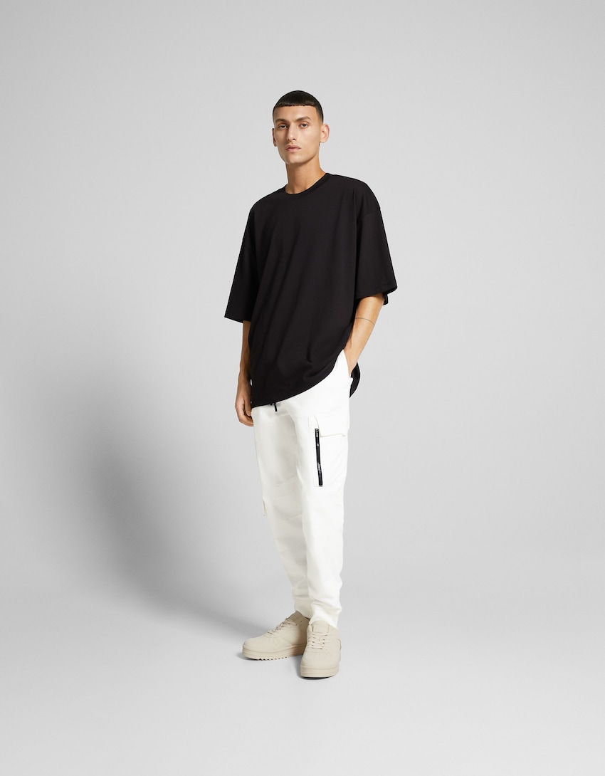 Slim cargo-joggingbukser-Hvid-0