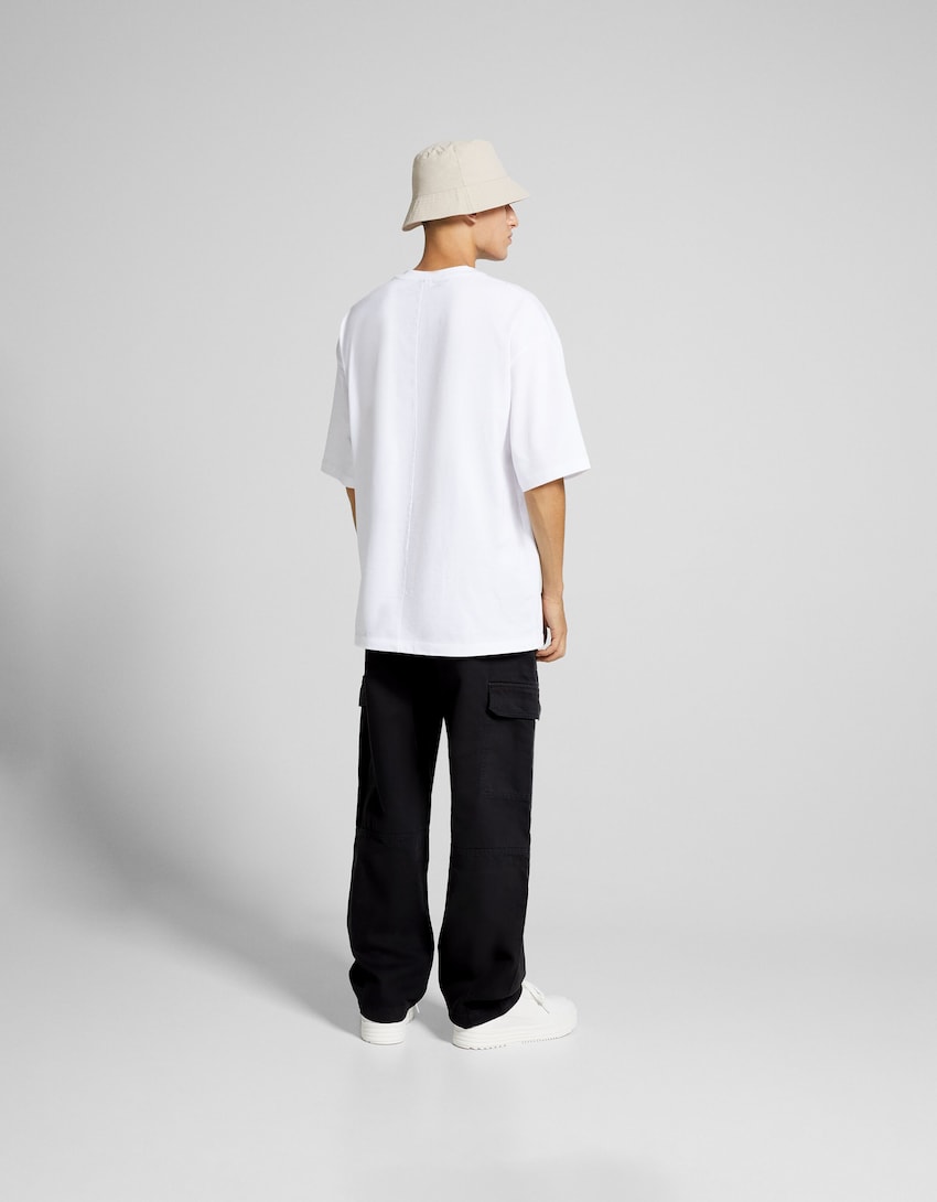 Cotton cargo pants-Black-1