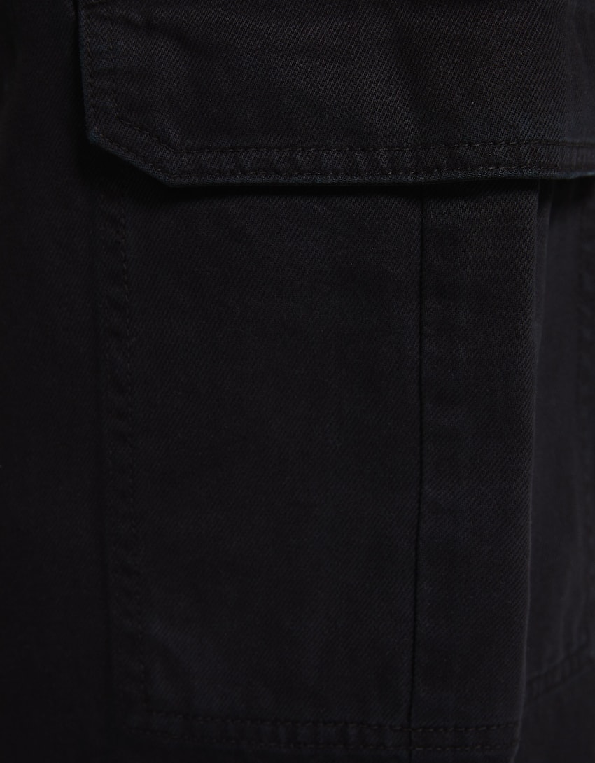 Cotton cargo trousers-Black-5