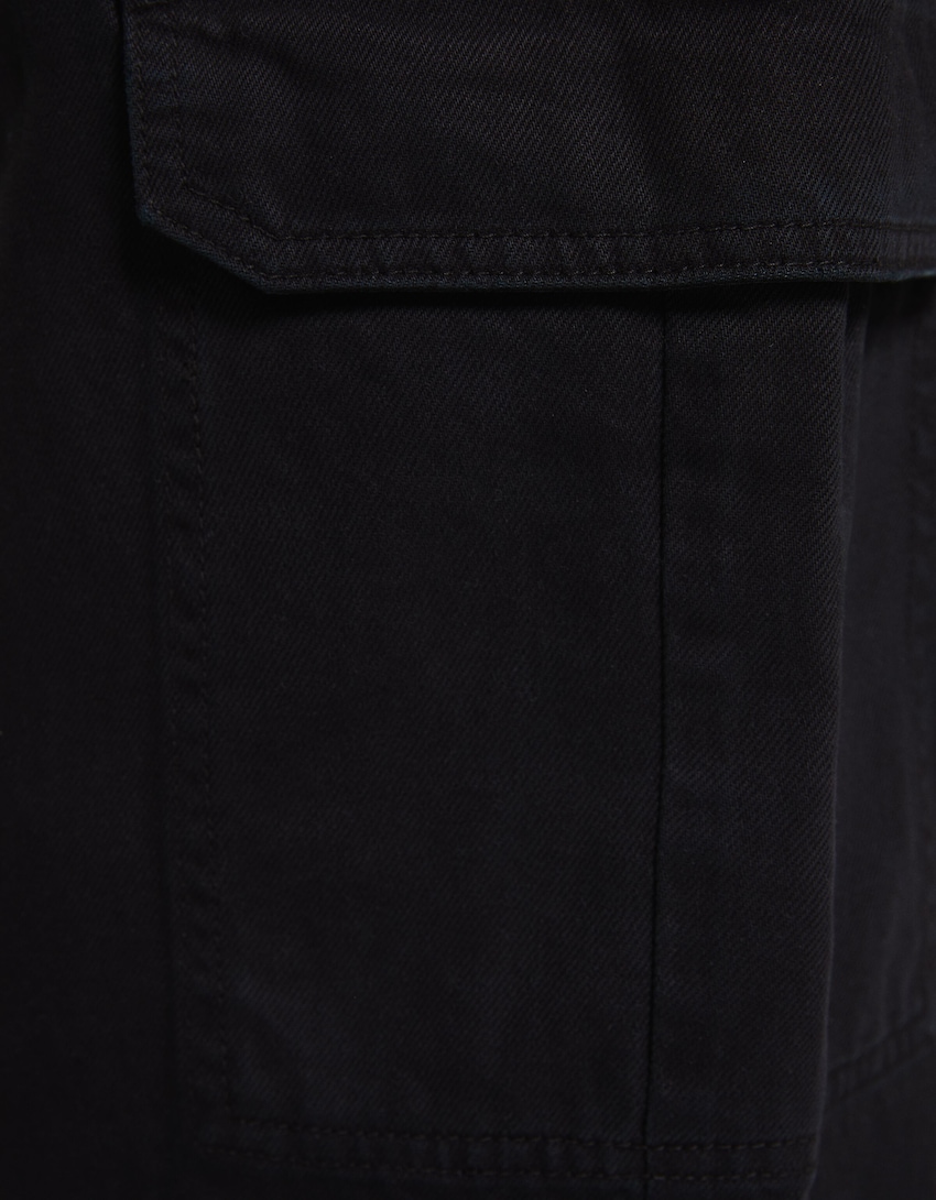 Cotton cargo pants-Black-5