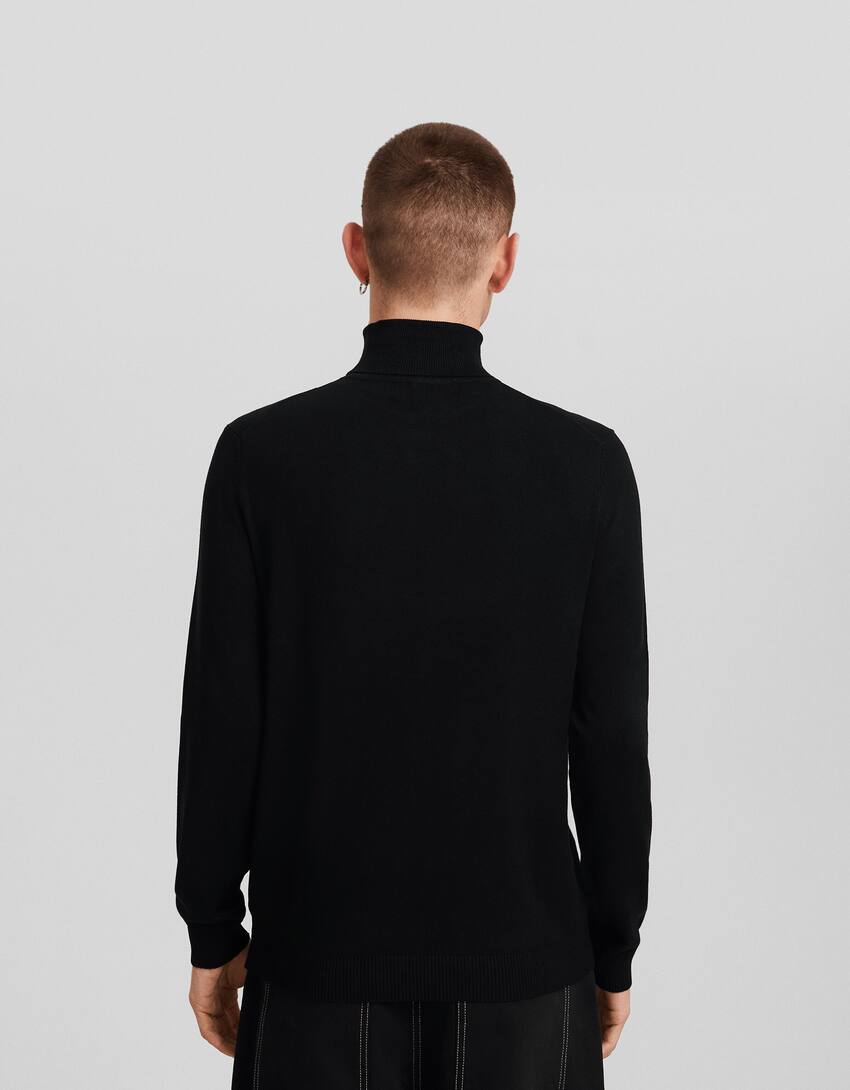 Pull col roulé fin-Noir-1