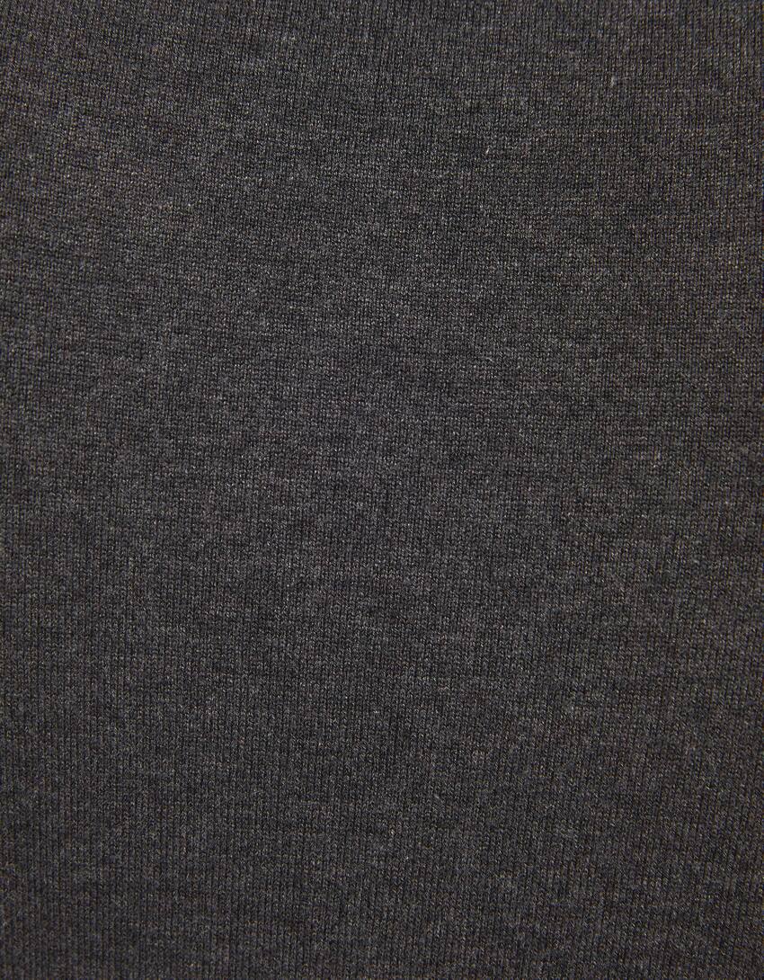 Pull col roulé fin-Gris foncé-5
