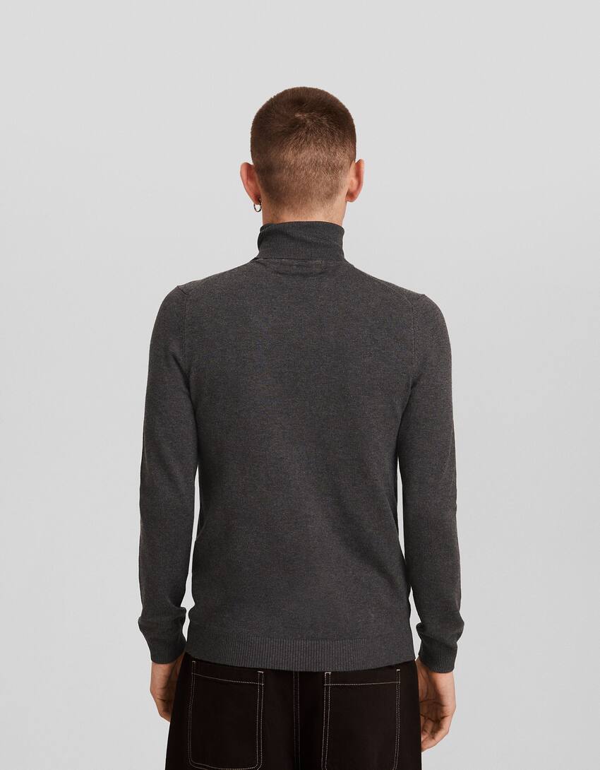 Pull col roulé fin-Gris foncé-1