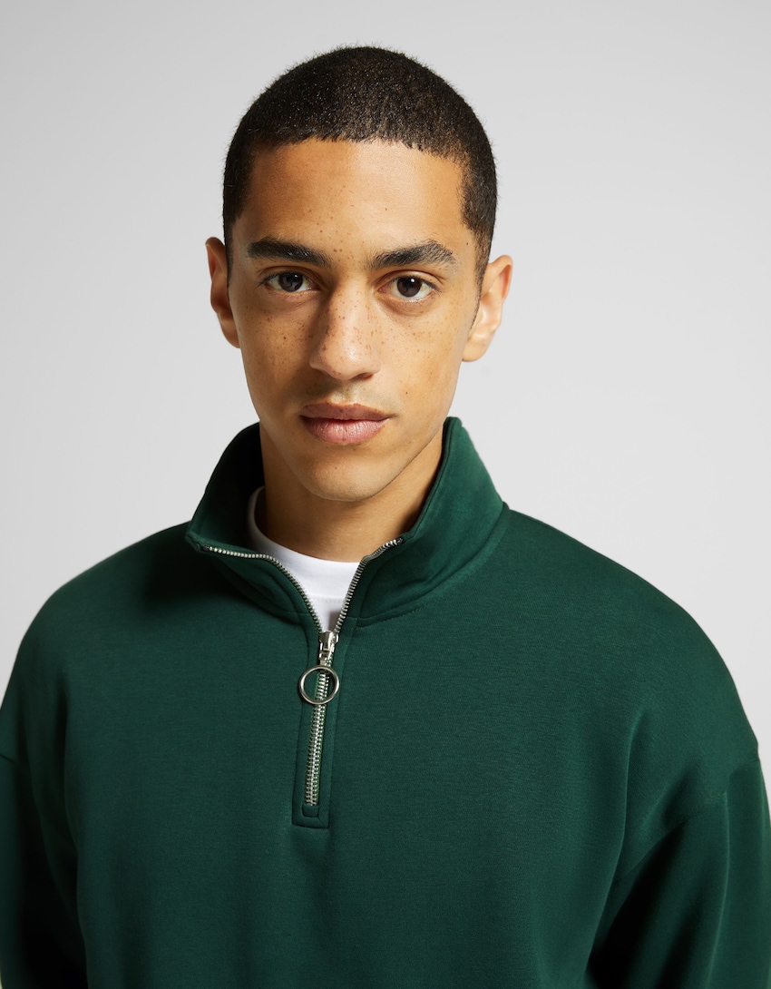 Oversize-Sweatshirt mit Rollkragen-Grün-2