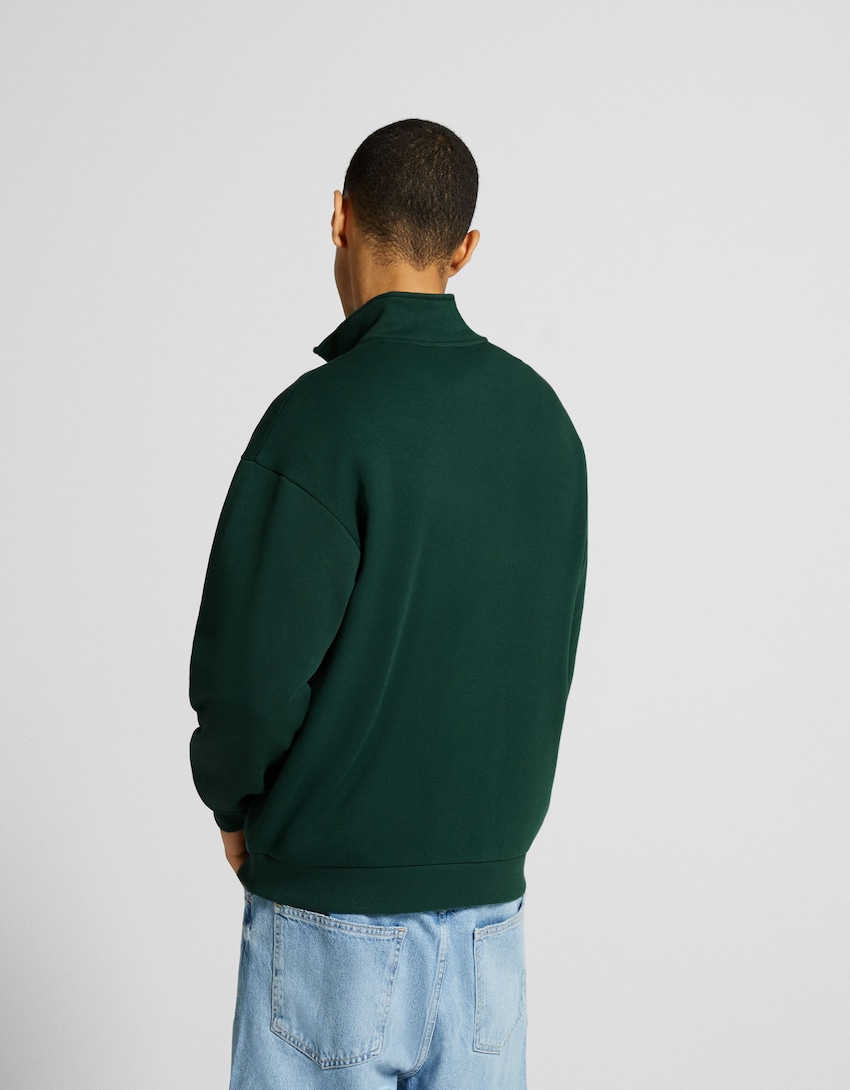 Oversize-Sweatshirt mit Rollkragen-Grün-1
