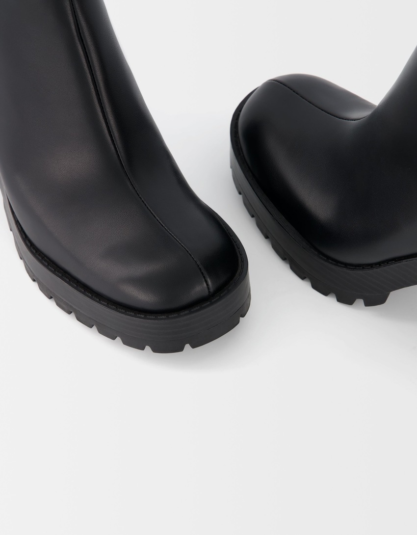 Bottines talon semelle crantée-Noir-3