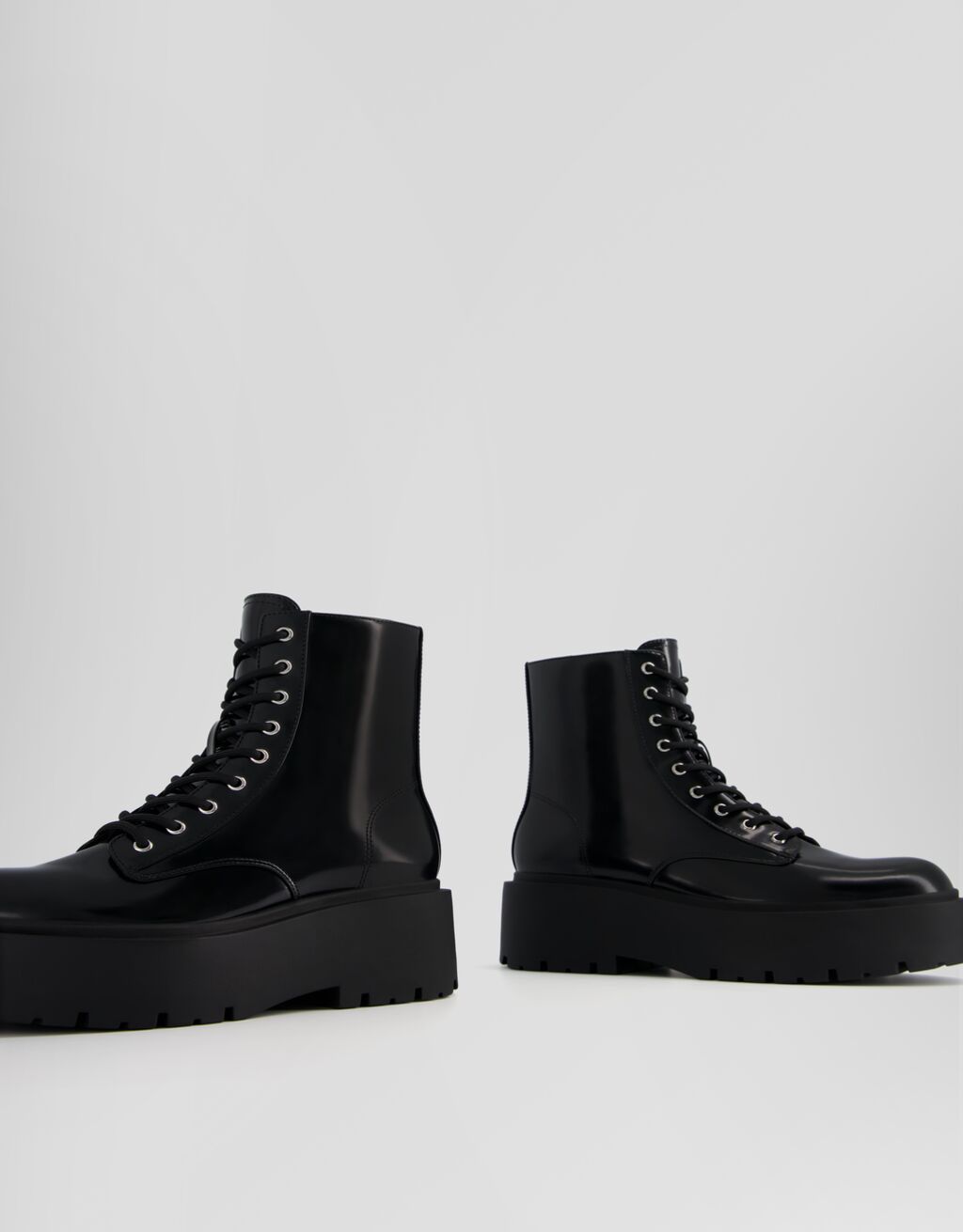 Bottines lacets plateforme-Noir-3