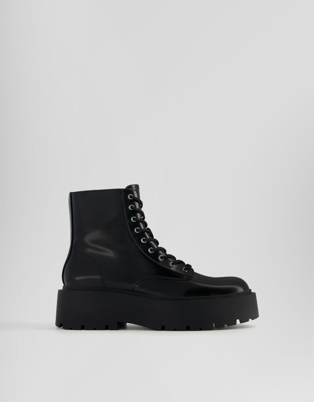 Bottines lacets plateforme-Noir-0
