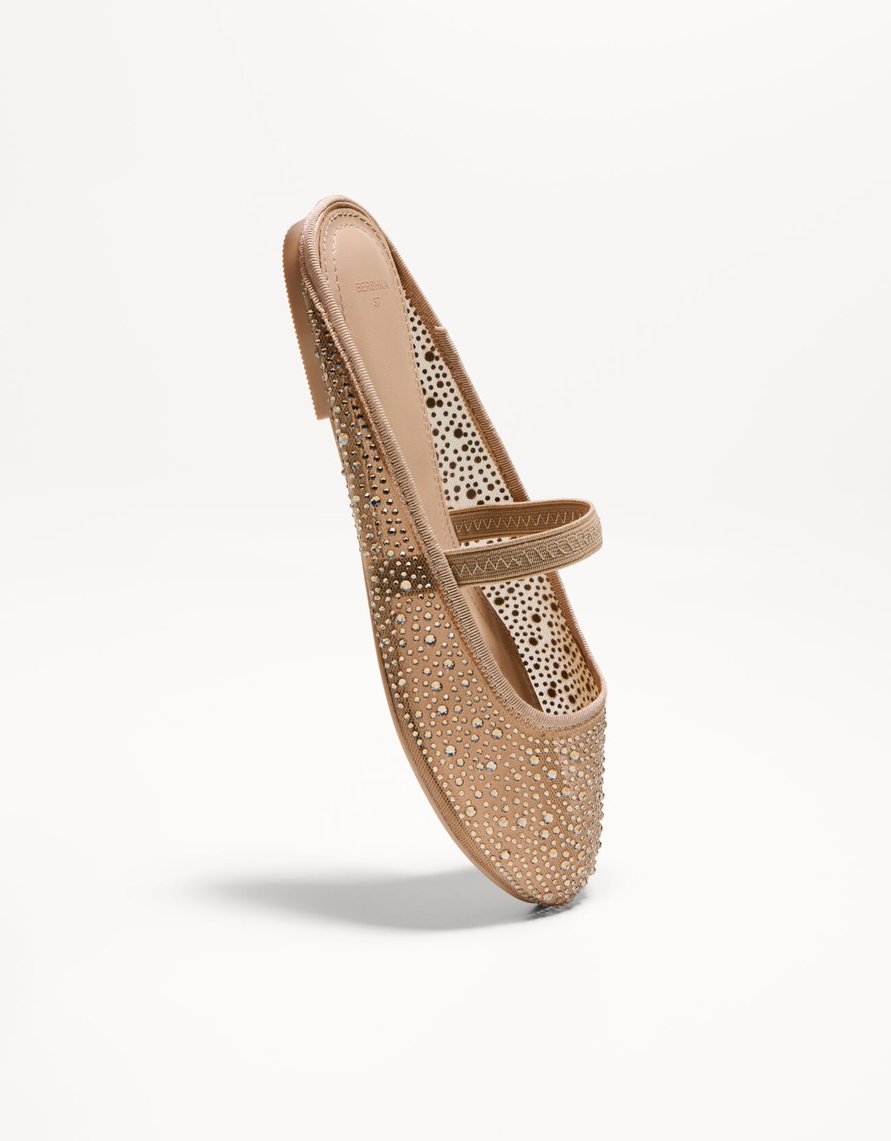 Thumbnail - Bershka Ballerinas Aus Mesh Mit Offener Ferse Damen 37 Beige