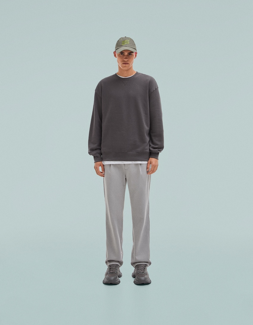 Meshsneakers i kontrastfärg i herrmodell-Grå-1