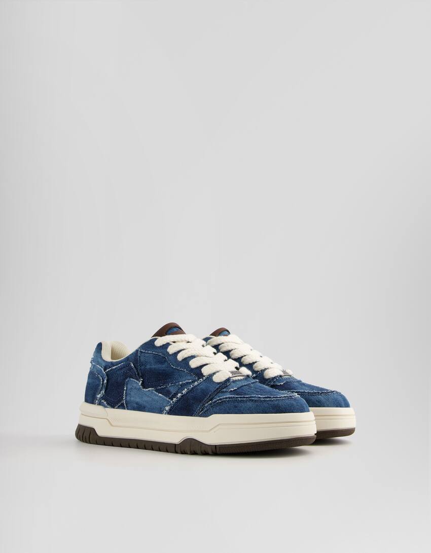 Sneakers denim volume homme-Bleu-1