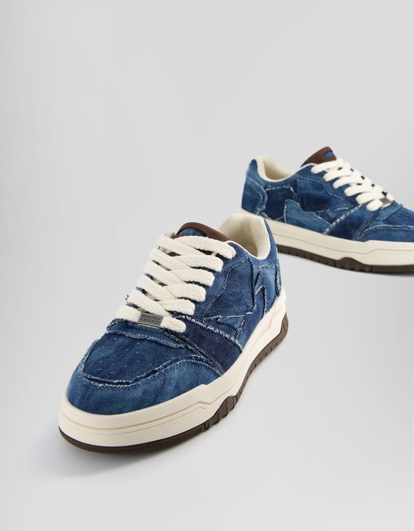 Sneakers denim volume homme-Bleu-2