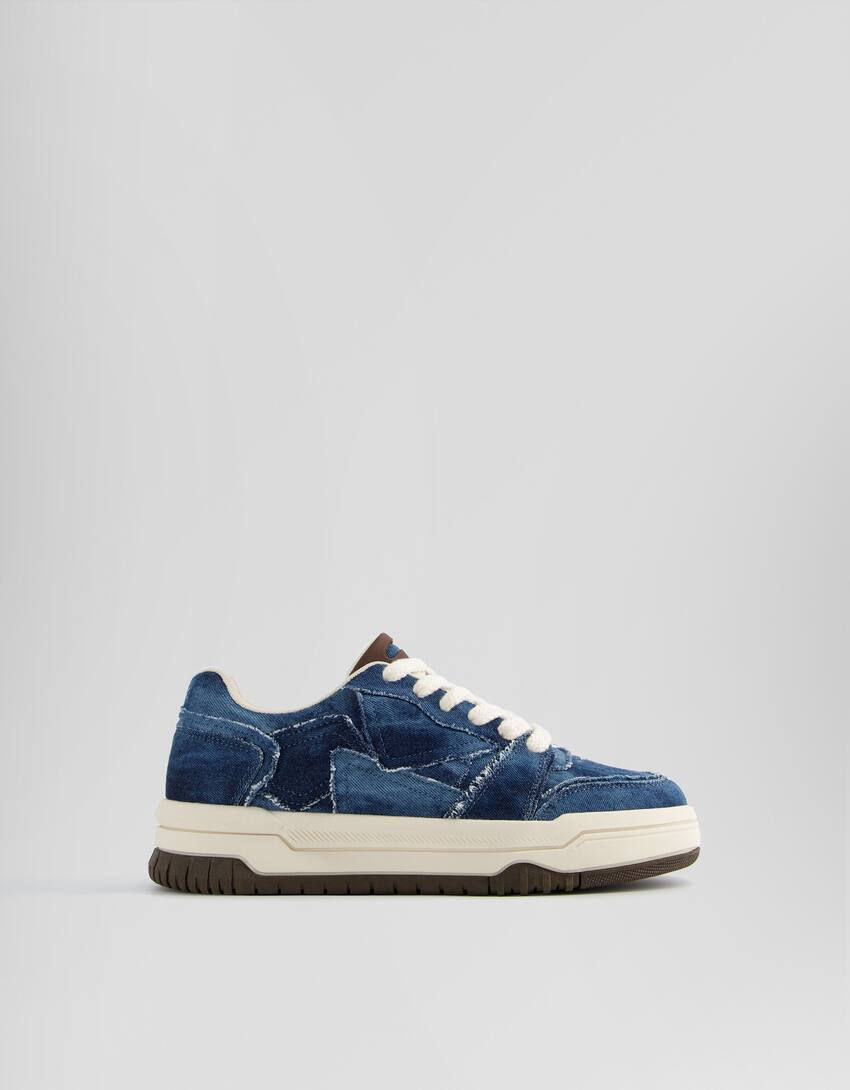 Sneakers denim volume homme-Bleu-5