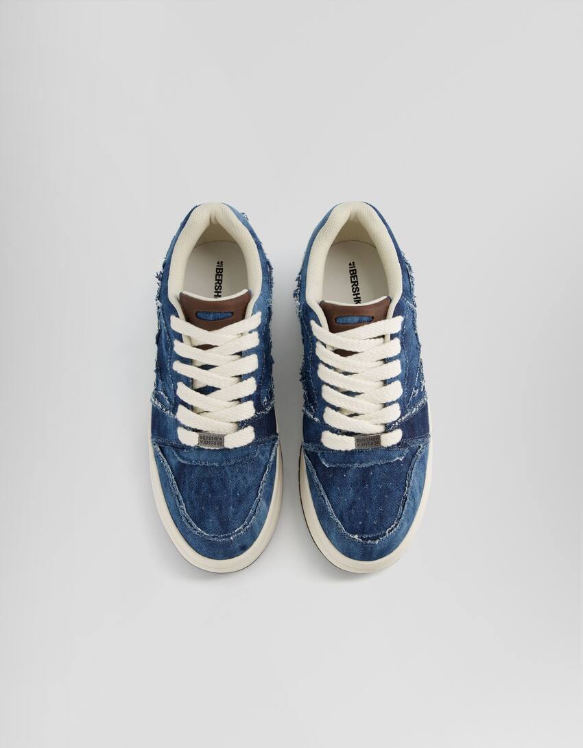 Sneakers denim volume homme-Bleu-4