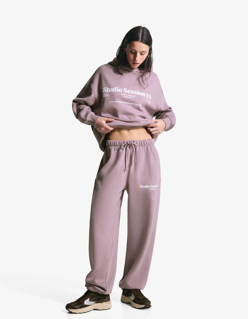 Printed hoodie-Violet-1