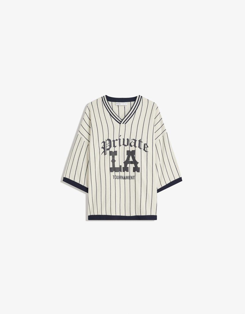 Sportliches T-Shirt mit kurzen Ärmeln-Grbrochenes Weiss-0