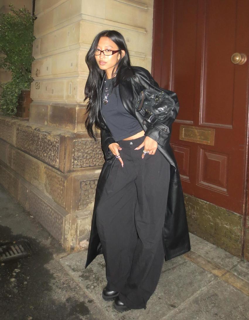 Trench-coat en similicuir-Noir