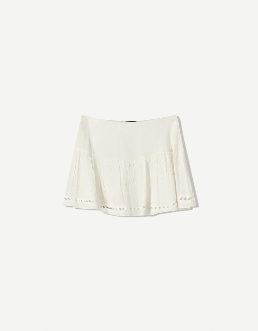 Textured mini skirt-Off white-4