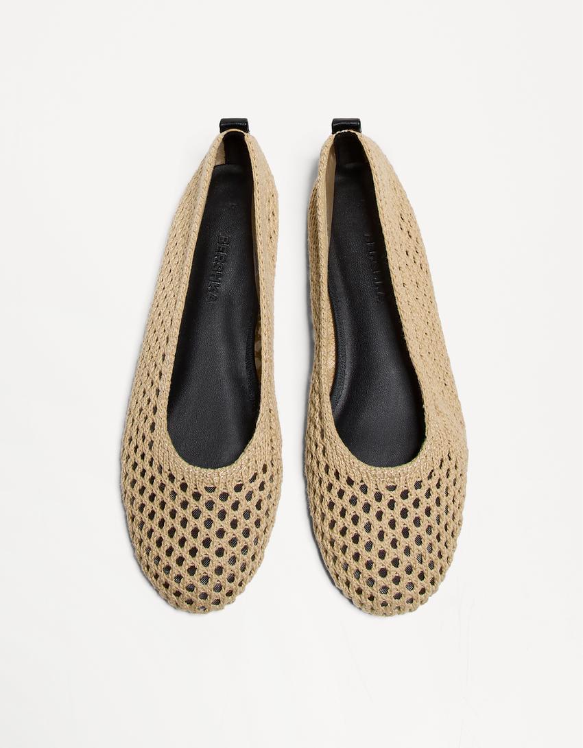 Ballerines tressées-Sable