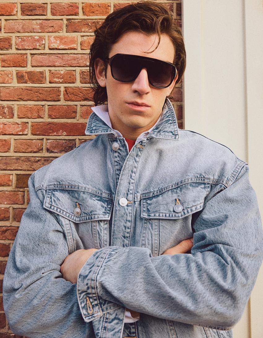 Veste en jean-Bleu lavé