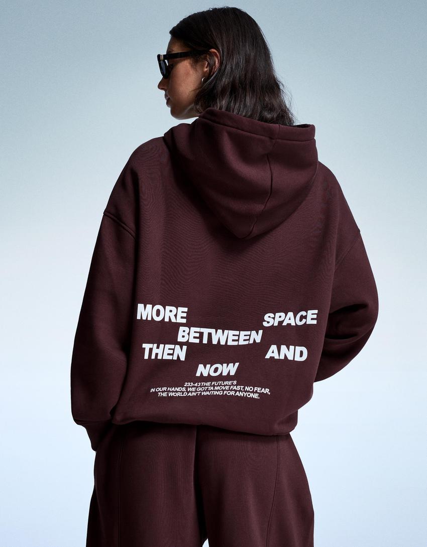 Hoodie with print-Burgundy