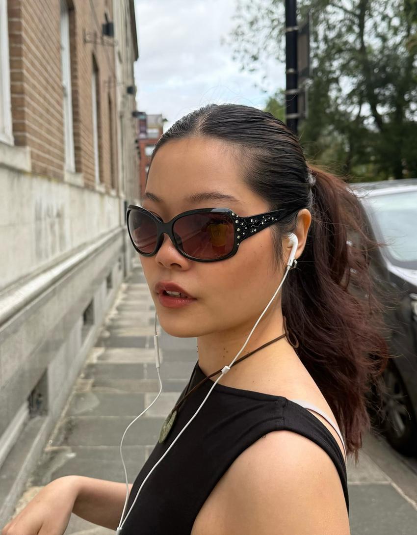 Lunettes de soleil strass-Noir-0