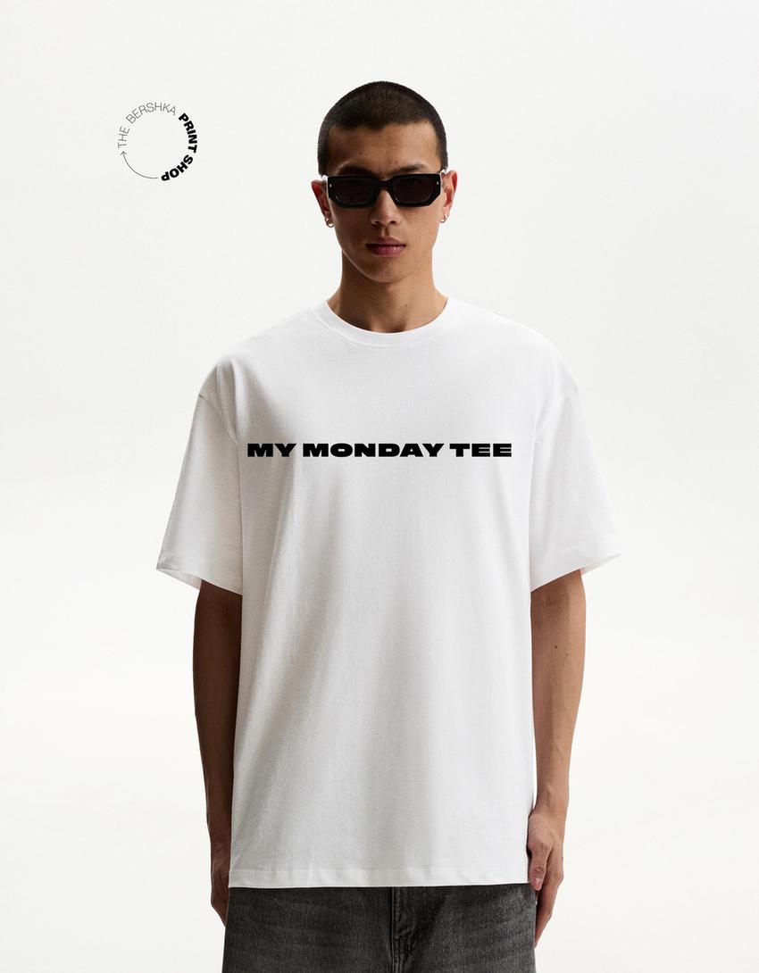Short sleeve T-shirt with print-White