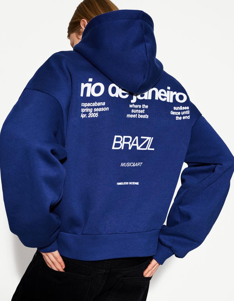 Desenli kapüşonlu sweatshirt