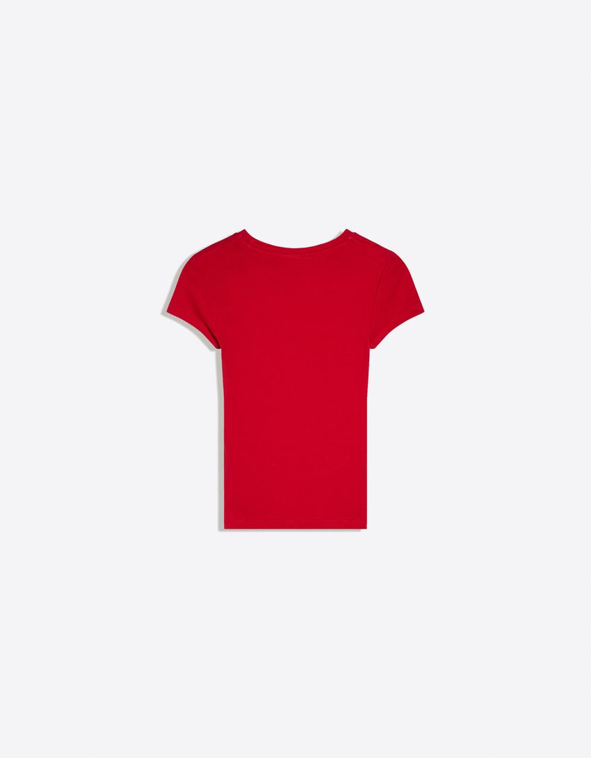 Short sleeve printed T-shirt-Red