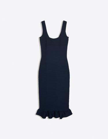 Midi knit dress with frill — Navy 5