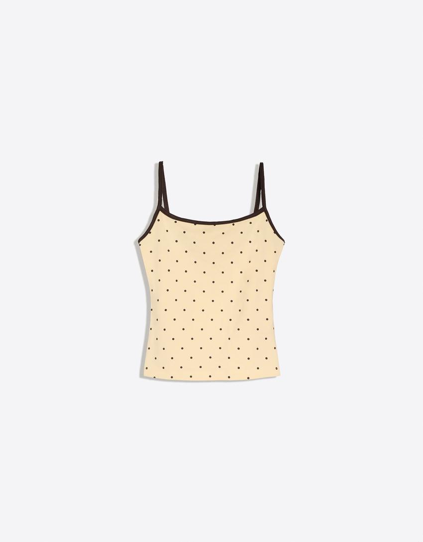 Contrast strappy top-Yellow