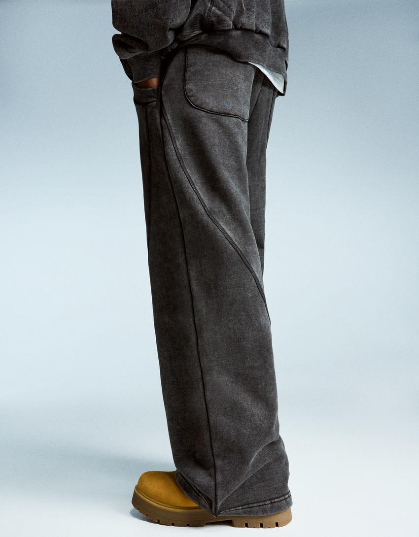 Superbaggy-Hose mit Waschung-Grau