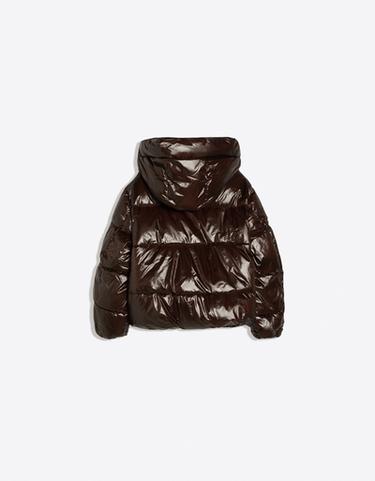 Oversize water repellent hooded quilted jacket — Brown 6