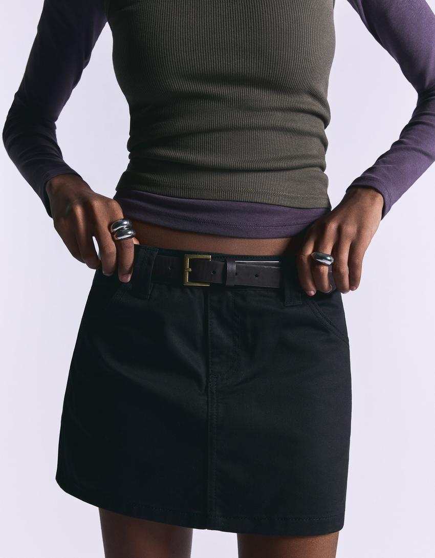 Mini-jupe ceinture-Noir
