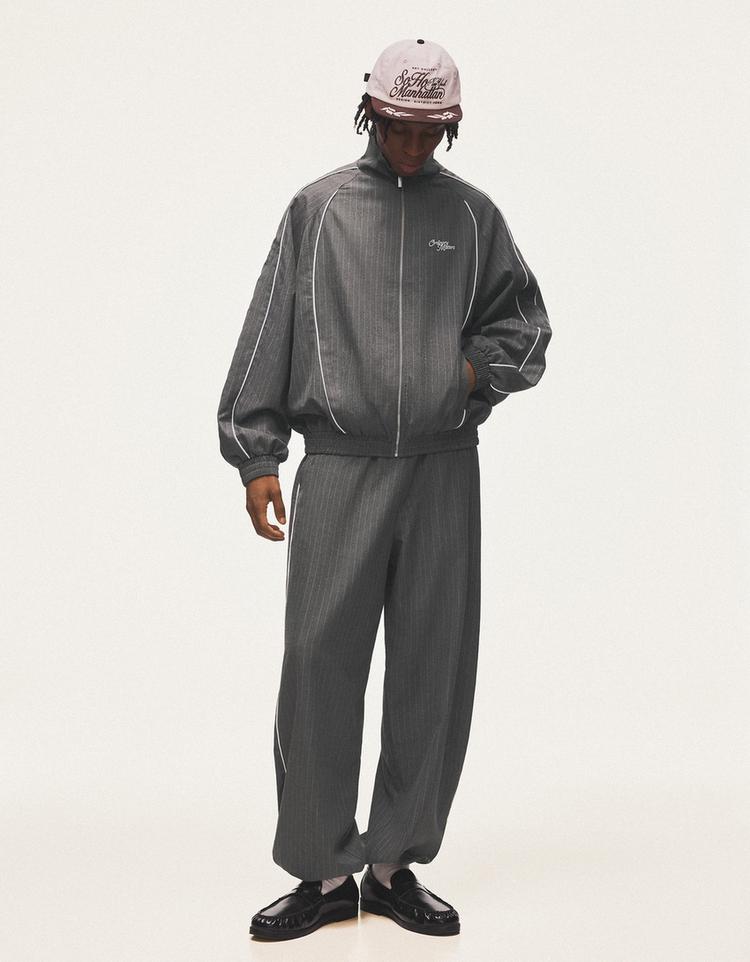 Pinstripe joggers — Mixed gray
