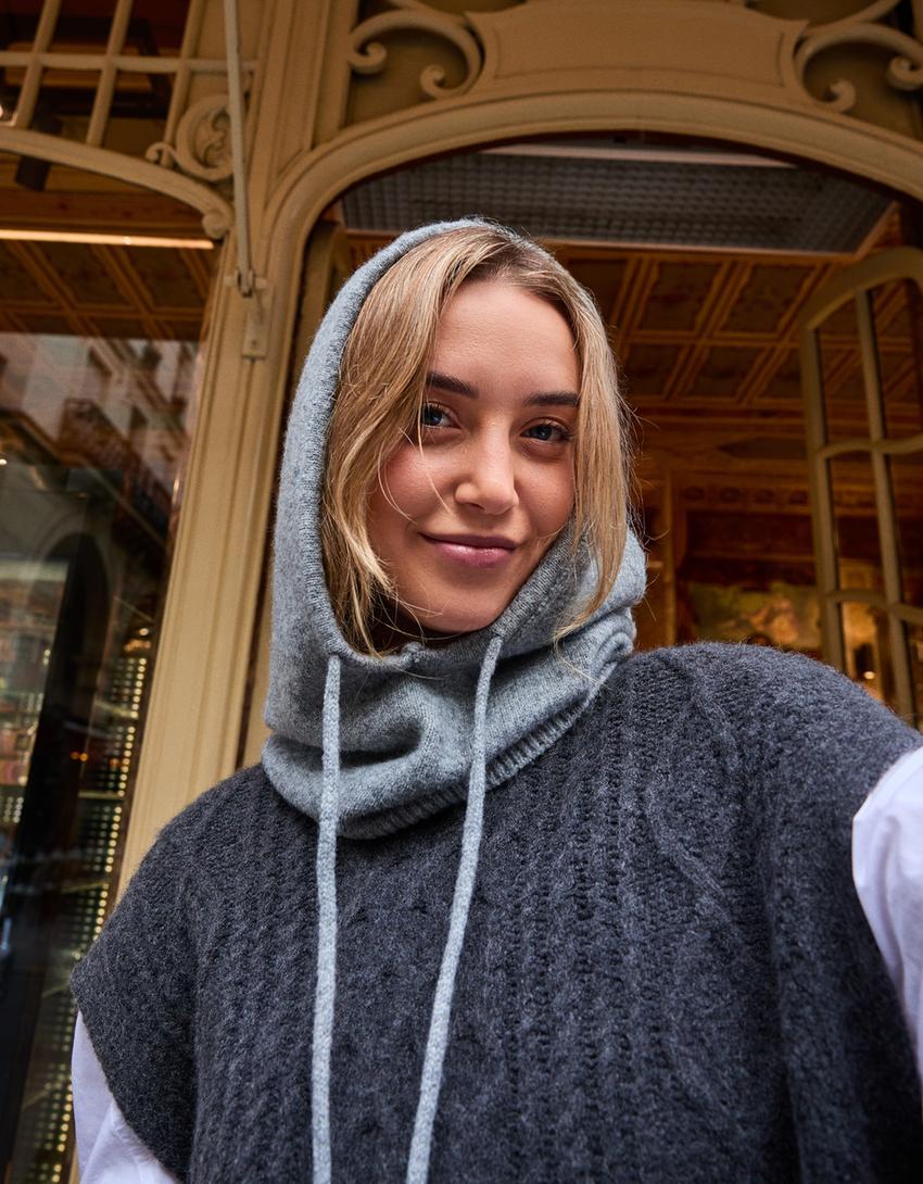 Cagoule en maille-Gris