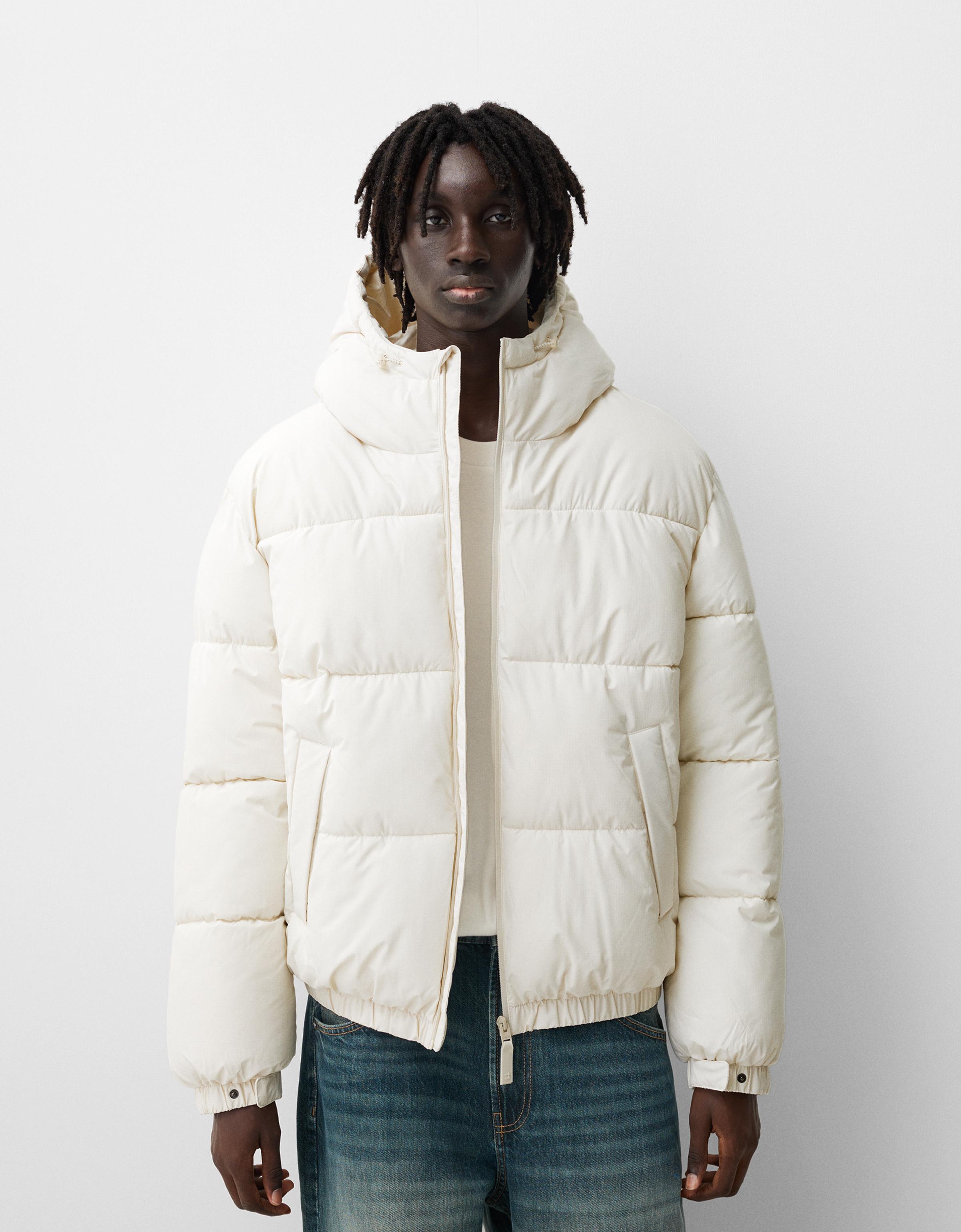 Bershka Puffjacke Mit Kapuze Herren L Grbrochenes Weiss